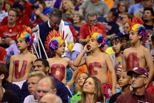 	Arizona fans cheer for the Wildcats during the semifinals of the Pac-12 tournament last week in Las Vegas.