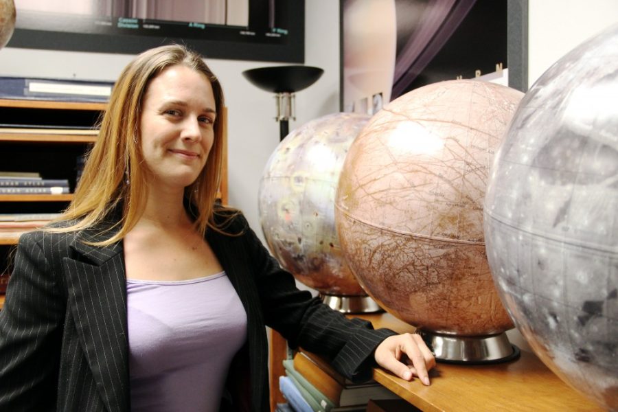 	Veronica Bray, an associate staff scientist for the UA’s Lunar and Planetary Laboratory, is the lead author of a recently published study on Europa, an icy moon of Jupiter. Her team found that the ice shell is thinner than previously thought.
