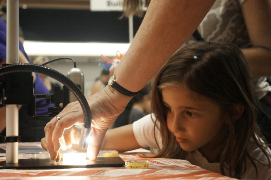 Brittney Smith / The Daily Wildcat

During the UA 2014 Arizona Insect Festival, Julia Marcus, 7, looks through a microscope at miniature beetles on Sunday in the Student Union Grand Ballroom. Several booths are set up to educate and entertain about entomology.