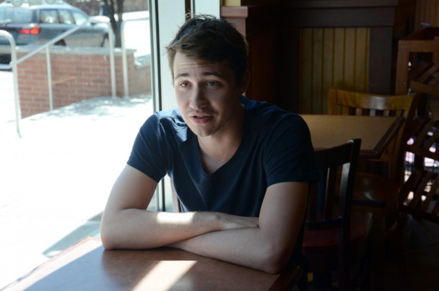 	Liam Lowth is an exchange student from Austrailia studying film and television, at Paradise Bakery on Sunday. He will be studying here until December. 