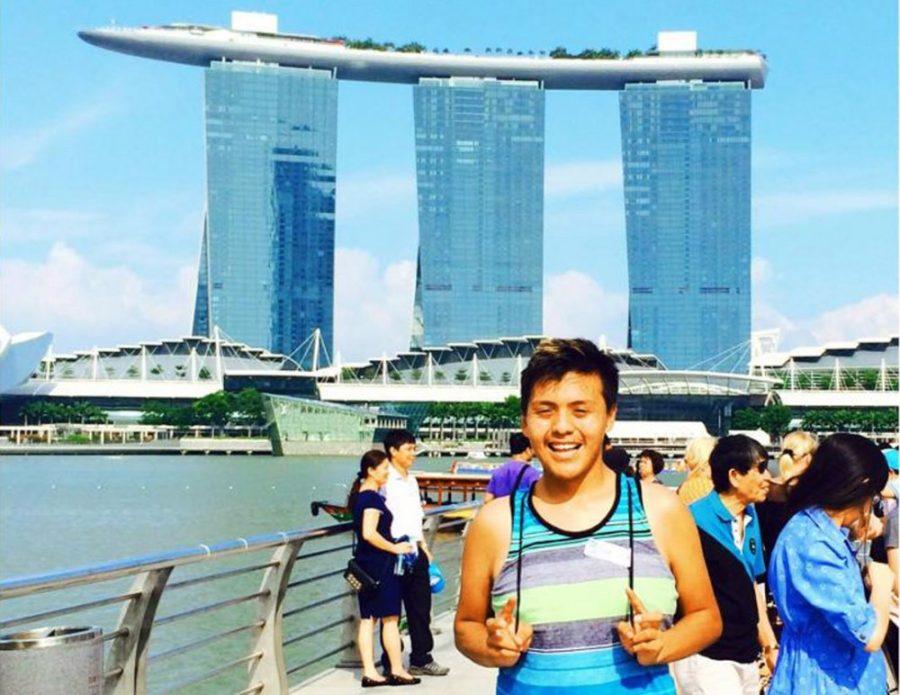 	Courtesy of Kyron White

	Kyron White, a political science junior, poses in front of Marina Bay Sands resort in Singapore in August. White is studying abroad in Singapore for the fall 2014 semester.