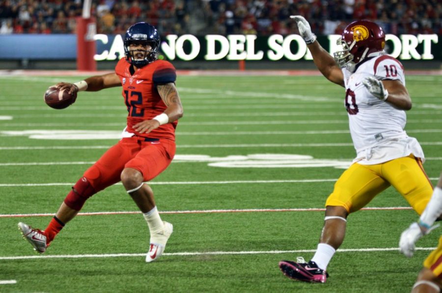 Tyler Baker / The Daily Wildcat

During the first half of Arizonas 28-26 loss to USC at Arizona Stadium on October 11th.