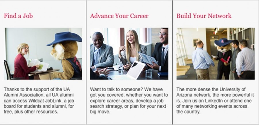 The Career Services  page of the Alumni Associations website that is dedicated to providing  online tools and resources for Wildcats seeking employment on Tuesday.  The Alumni Association works to network current UA students with UA  alumni.