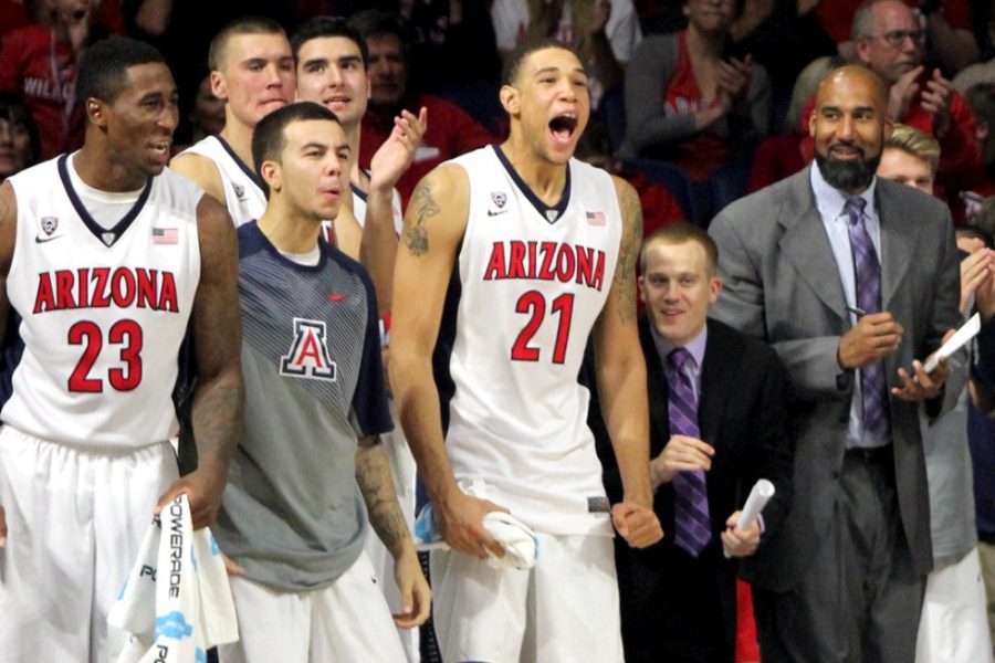 Arizona+forward+Brandon+Ashley+%2821%29+cheers+during+the+second+half+of+Arizonas+86-68+win+against+CSUN+in+the+opening+round+of+the+EA+Sports+Maui+Invitational+in+McKale+Center+on+Sunday.+Ashley+finished+the+game+with+13+points+and+three+rebounds.