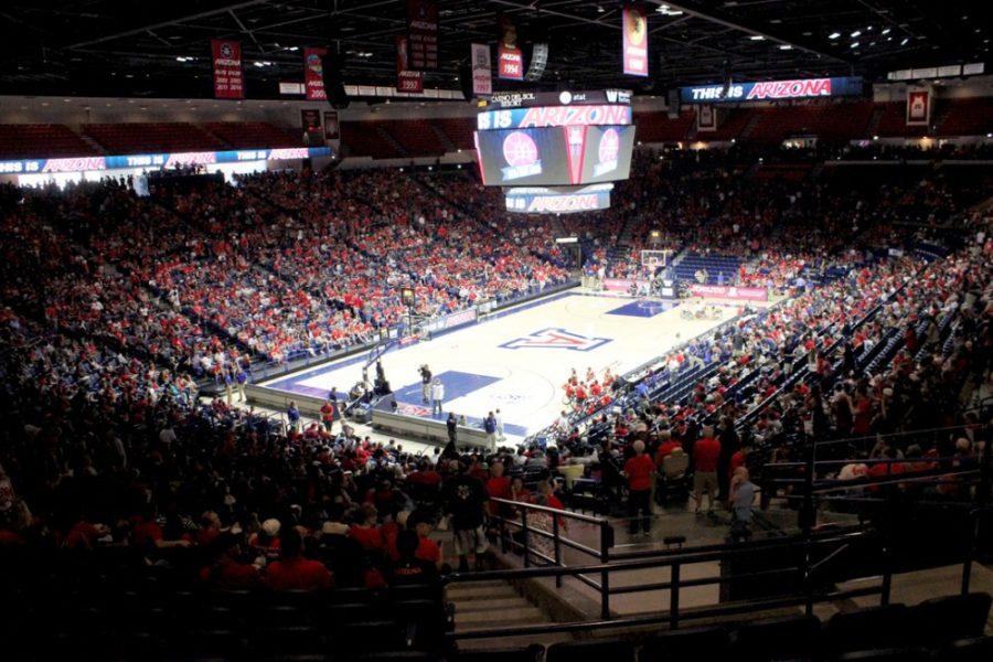 UA+basketball+fans+fill+McKale+Center+before+Arizonas+annual+Red-Blue+Game+on+Oct.+18.+McKale+Center+underwent+%2430+million+renovations+and+finally+opened+to+full+capacity%2C+just+in+time+for+the+mens+basketball+season.