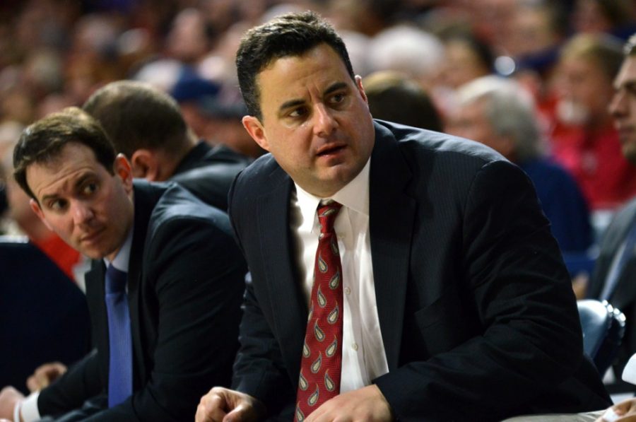 Arizona mens basketball head coach Sean Miller looks down the bench during Arizonas 87-56 win against Utah Valley in McKale Center on Tuesday. Miller and the Wildcats take on Michigan on Saturday, a matchup that has been weakened due to the Wolverines recent losses to programs that are relatively unknown.
