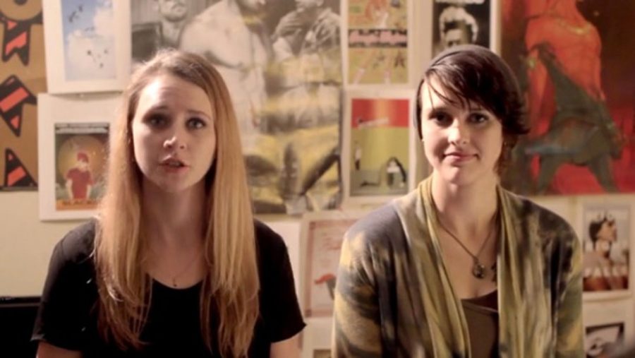 Courtesy of Patrick McSherryA still from the Paper Cuts Indiegogo video with actress Danielle Evon Ploeger (left) and director Ima Leupp (right).
