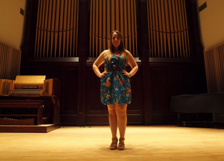 Brittan Bates// Daily Wildcat

Caroline Crawford, junior poses in Holsclaw Auditorium at the School on Music on Wednesday, Jan. 28, 2015. Caroline is involved in lots of UA singing events including UA opera scenes.