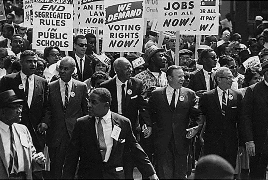 Courtesy of U.S. National Archives and Records AdministrationCivil  rights leaders march from the Washington Monument to the Lincoln  Memorial in the March on Washington on August 28, 1963. Arizona has  several prominent civil rights leaders who are being remembered.