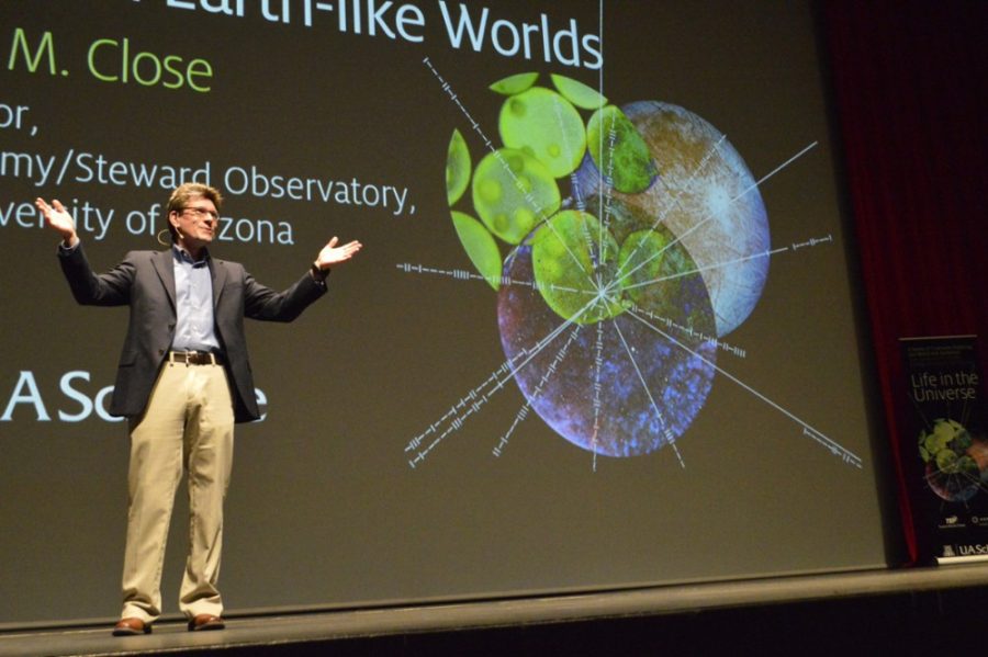 Jesus Barrera / The Daily Wildcat

Astronomy professor Laird M. Close gave a presentation at Centennial Hall on monday evening. Close gave insight to new scientific and astronomical discoveries to his audience. 
