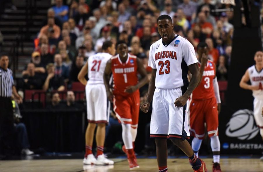 Arizona mens basketball forward Rondae Hollis-Jefferson (23) yells  during a timeout during Arizonas 73-58 victory over Ohio State during  the Round of 32 in the NCAA Tournament in Moda Center in Portland, Ore.,  on Saturday. Along with T.J. McConnell, Hollis-Jefferson is an X-factor  to Arizona reaching the Final Four this season.