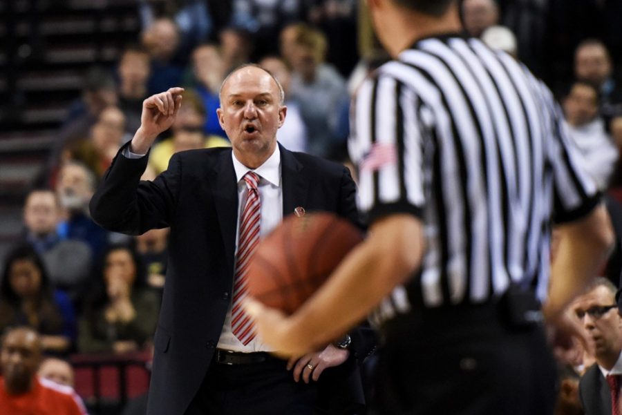 Ohio State coach Thad Matta argues with a referee during Ohio States 75-72 win against Virginia Commonwealth during the first round of the NCAA Tournament on Thursday in the Moda Center in Portland, Ore.