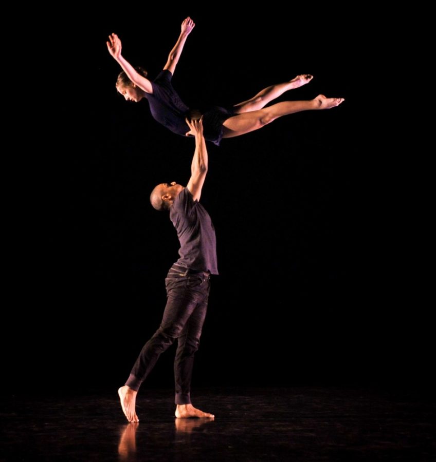 Courtesy of Ed FloresDeQuan Lewis and Lauren Powell perform a piece called Along the Lines, choreographed by Tanner Boyer, in the Stevie Eller Dance Theatre during a rehearsal of Boundless on Wednesday. The show will run through May 2.