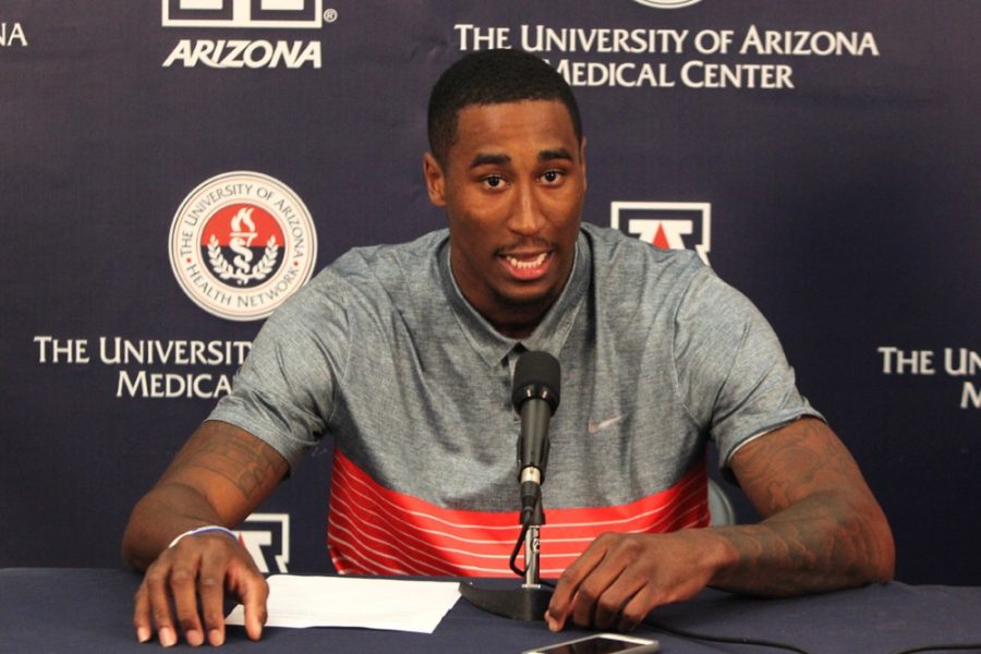 Arizona mens basketball forward Rondae Hollis-Jefferson announces his decision to enter the 2015 NBA Draft in McKale Center on Tuesday afternoon. Hollis-Jefferson spent two seasons as a Wildcat and was an integral member of back-to-back Elite Eight teams.
