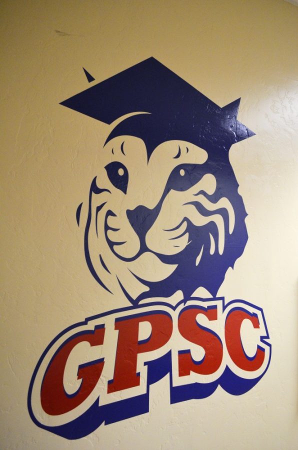 A logo marks the Graduate and Professional Student Council offices on the third floor of the Student Union Memorial Center on Sunday. The council represents the graduate student body.