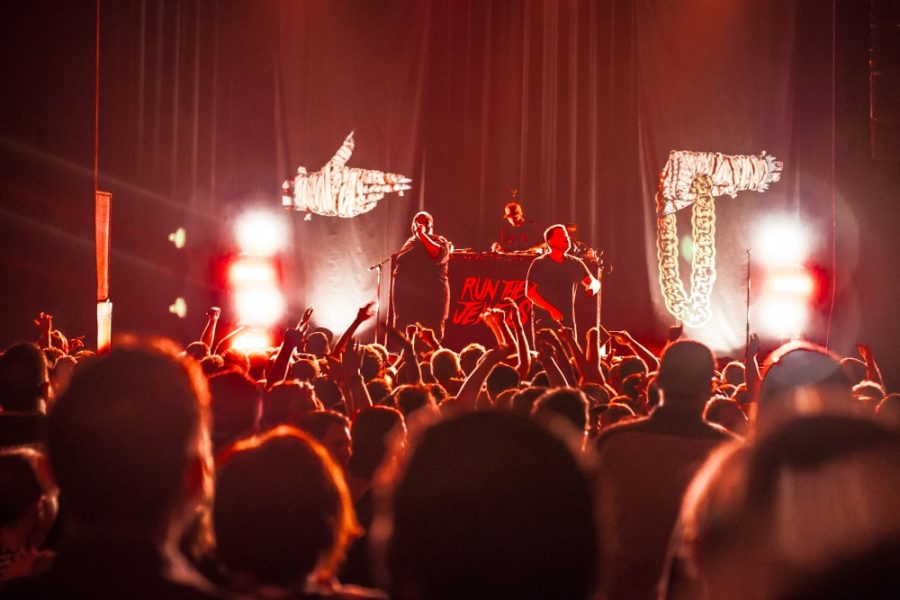 Killer Mike and El-P, the 2 members of Run The Jewels, rock the Rialto Theatre on Sept. 30. The photo was taken during their live performance of the song “A Christmas F***ing Miracle”
