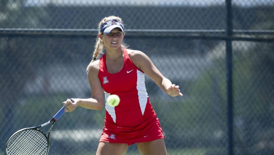 Lauren Marker at the Intercollegiate Tennis Association Women’s All-American Championships at the Riviera Tennis Club in Pacific Palisades, Calif. on Tuesday, Oct. 6. Photo courtesy of Arizona Athletics.