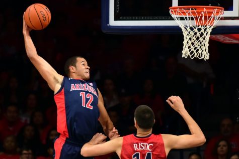 The 2015-2016 men's basketball team Red and Blue scrimmage takes place at McKale Center on Saturday, Oct. 17. The Red team beat out the Blue team 49-41 and center Mark Tollefsen won the annual dunk contest.