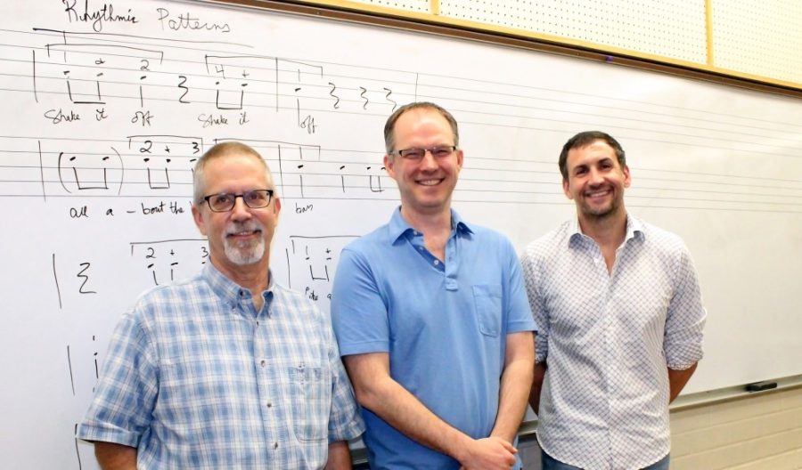 The Arizona Ear Worm Project includes Dan Kruse, an ethnomusicologist and AZPM radio announcer, UA Associate Professor of Music Theory Don Traut, and Speech, Language and Hearing Sciences Professor Andrew Lotto.
photo: Jamie Manser/Confluencenter for Creative Inquiry