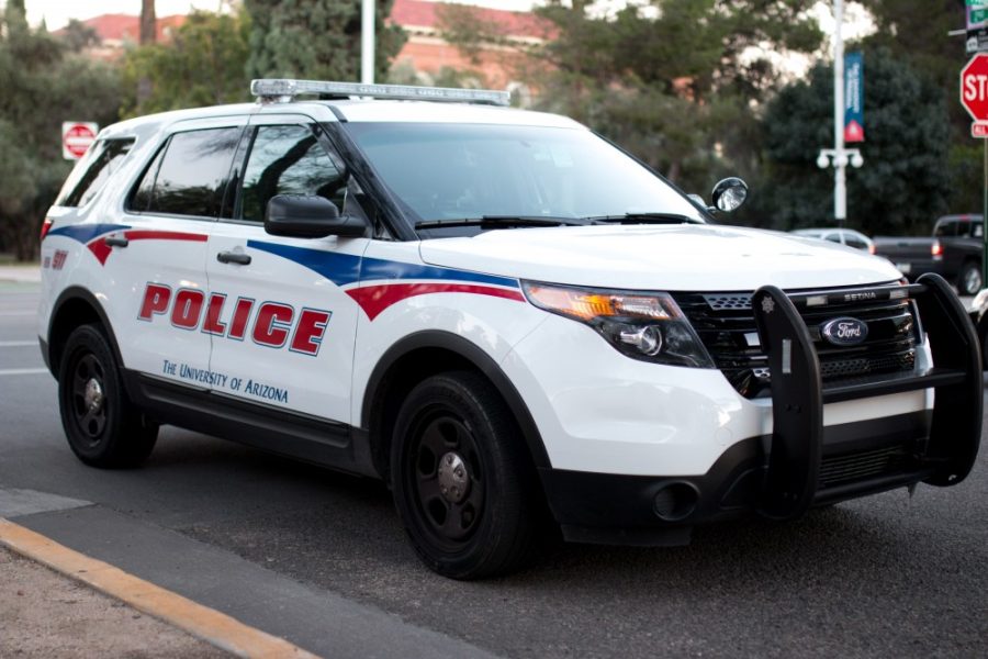 A University of Arizona Police Department car sits just off of Park Ave. on Oct. 1, 2015.