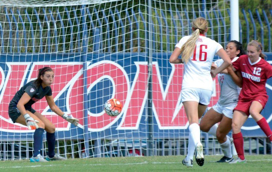 Arizona+goal+keeper+Rachel+Estopare+%280%29+blocks+a+shot+by+Stanford+during+the+WIldcats+2-3+loss+against+the+Cardinal+on+Sunday%2C+Oct.+4+at+Murphy+Field+at+Mulcahy+Soccer+Stadium.+The+Wildcats+now+hold+a+9-4-1+record+and+are+3-3+in+the+Pac-12+Conference.+