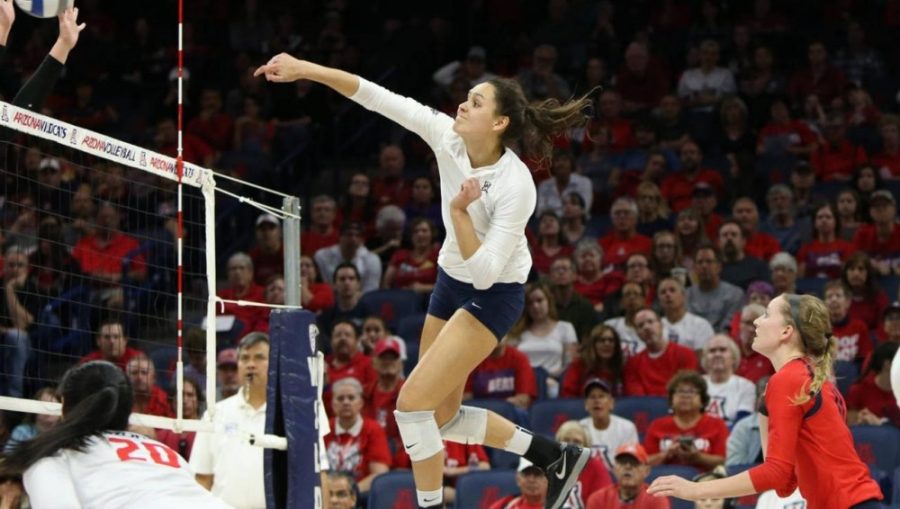 Arizona volleyball playing against Western Kentucky in Provo, Utah.