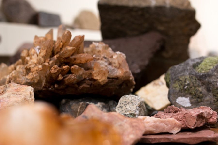 Minerals+sit+on+a+table+in+a+Gould-Simpson+laboratory+on+Tuesday%2C+Jan.+12.+Minerals+like+these+will+be+on+display+and+for+sale+at+the+annual+Mineral+Madness+event.