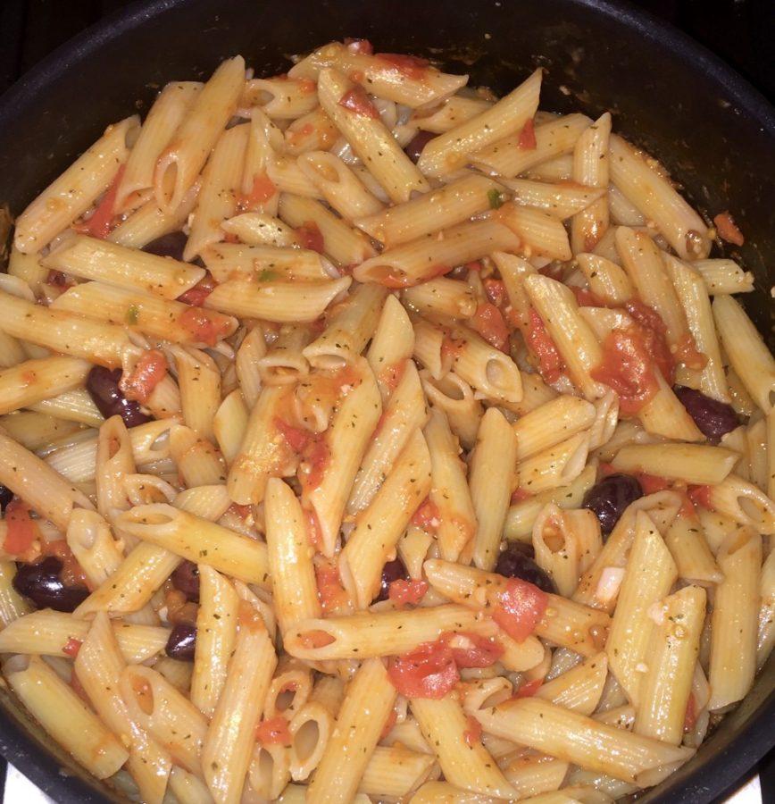 Homemade pasta pomodoro, made by arts and life reporter Hannah Djavadi. Djavadi provided four recipes for college students to experiment with. 