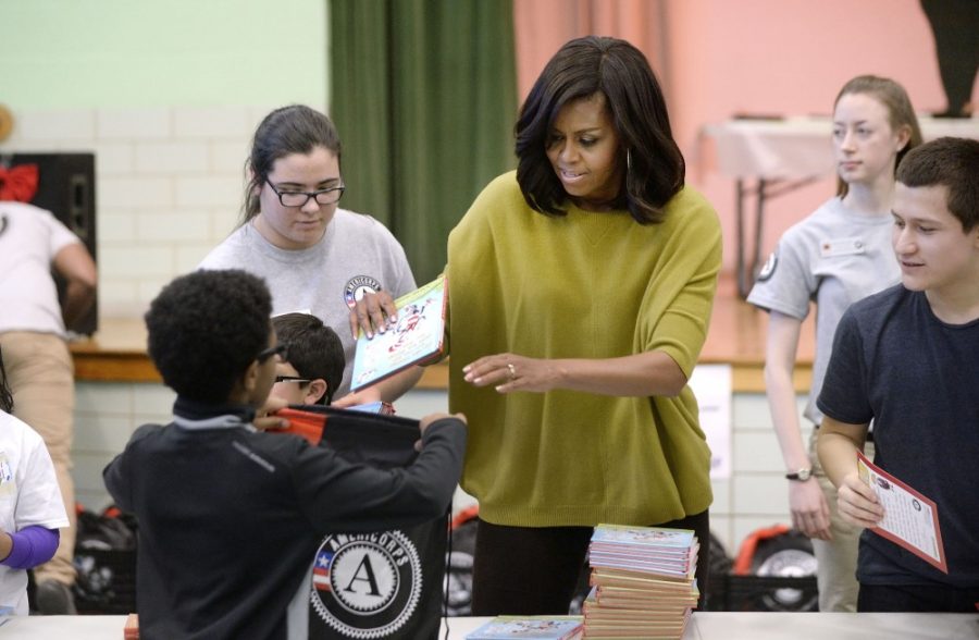First Lady Michelle Obama participates in a community service project at Leckie Elementary School in celebration of the Martin Luther King, Jr. Day of Service and in honor of Dr. Kings life and legacy on Monday, Jan. 18, 2016, in Washington, D.C. (Olivier Douliery/Abaca Press/TNS)