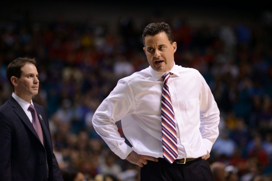 Sean Miller shows displeasure during the Wildcats quarterfinal victory over Colorado in the Pac-12 Tournament on Thursday, March 10.