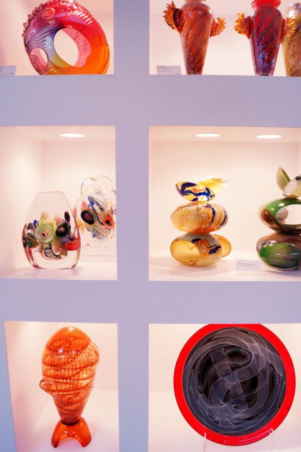 Art on display at the glass art exhibiton at Philabaum Glass Gallery and Studio on Sixth Avenue on Tuesday, March 8. Tom Philabaums art is made on site and sold in the gallery.