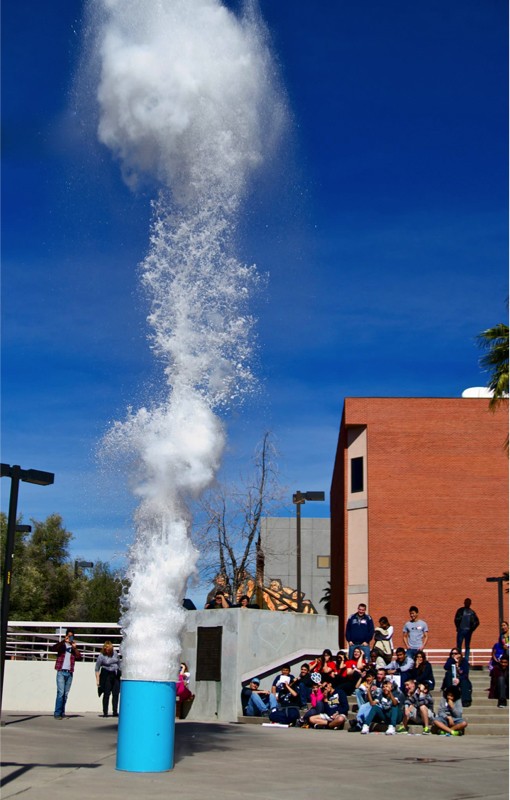 A demonstration of a previous years dry ice volcano at the Tucson Festival of Books. The UA Department of Geosciences will put on several of these demonstrations at this years festival.