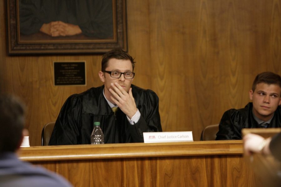 ASUA Supreme Court Chief Justice, James Carlson addresses the court during oral arguments on March 10.