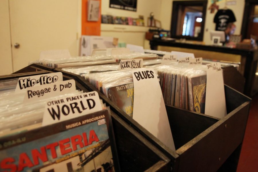 Records+on+display+at+Wooden+Tooth+Record+store+located+on+4th+Ave+and+7th+Street.