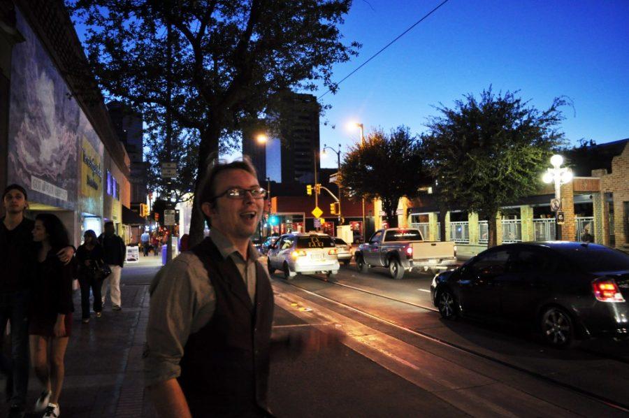 Robert Owens directs his ghost tour on Saturday, April 16 in downtown Tucson.