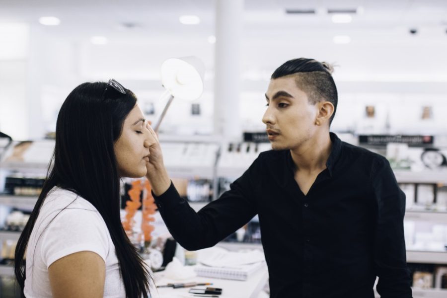 Licensed arch exper Jacob Lopez makes an Ulta customers eyebrow game strong in Friday, April 15. Arts and Life reporter Sammy Cherukuri got summer makeup tips from experts at Ulta.