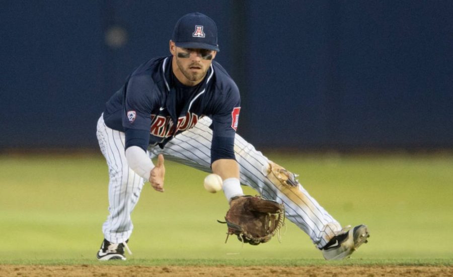 Arizona second baseman Cody Ramer lunges to catch the ball during Arizona’s 8-3 victory over Abilene Christian on Wednesday, May 25.