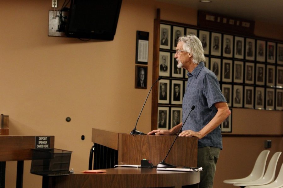 Chris Gans, president of the West University neighborhood, speaks at the zoning examiner hearing on Thursday, June 16.