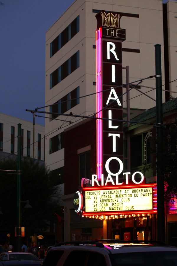 Rialto Theatre lights up Congress Street in downtown Tucson on July 9th.