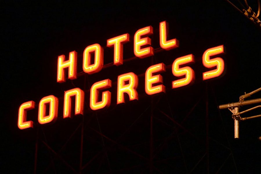 A+look+at+the+neon+sign+on+top+of+Hotel+Congress+located+on+Congress+street+in+downtown+Tucson.+The+iconic+sign+serves+as+a+centerpiece+of+the+downtown+skyline.