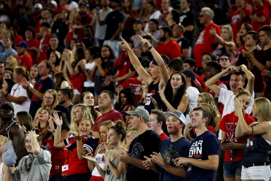 Zonazoo cheers on the football team during the Beanie Bowl on Thursday, Aug. 25 in Arizona Stadium.