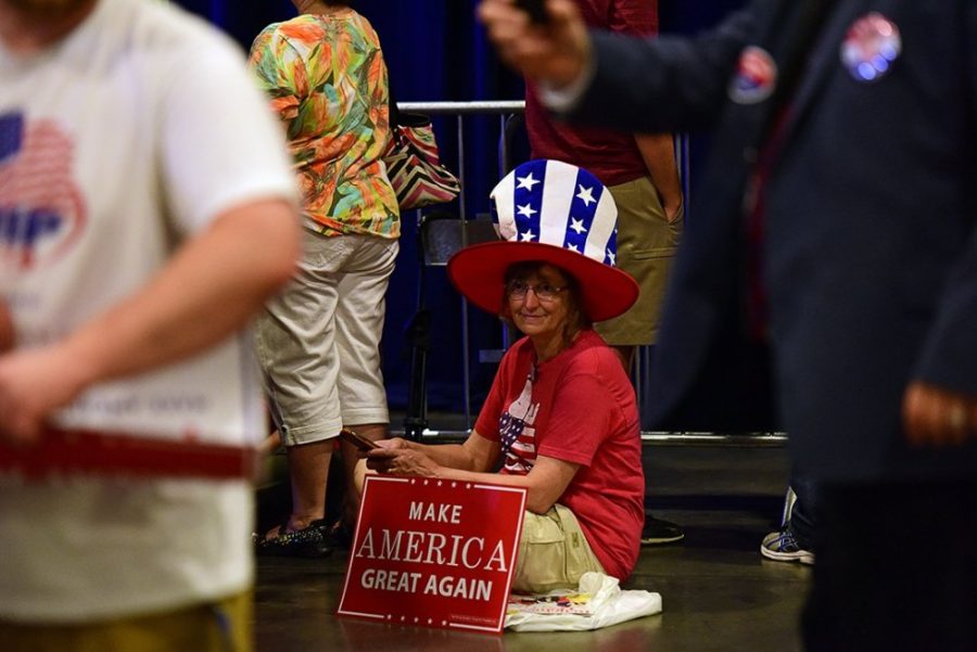 Donald Trump supporter Denise Baker waits for the Republican presidential candidate outside the Phoenix Convention Center on Wednesday, August 31. 