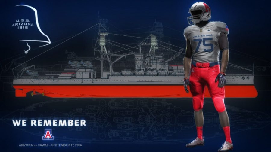 A look at the special uniforms to be worn in the upcoming game against University of Hawaii this Saturday to remember Pearl Harbor. The Wildcats will take on Hawaii while donning the special uniforms.