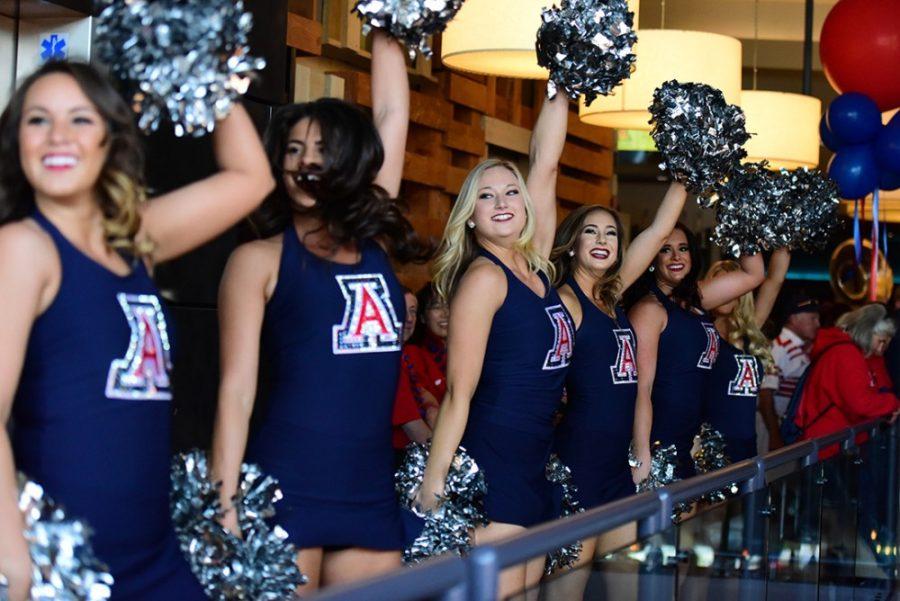 UA+Pomline+dances+at+a+pre-game+pep+rally+on+Saturday%2C+March+28%2C+2015.