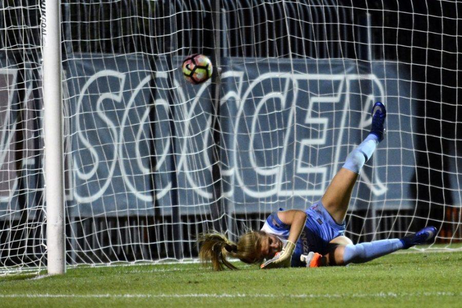 Arizona+goalkeeper+Lainey+Burdett+%281%29+misses+the+save+on+a+penalty+kick+by+Stanford+midfielder+Andi+Sullivan+%2817%29+at+Murphey+Field+at+Mulcahy+Soccer+Stadium+on+Thursday%2C+Oct.+27%2C+2016.+The+Wildcats+lost+to+the+Cardinal+4-0.