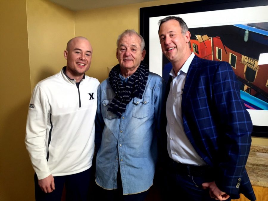 ESPN+Basketball+Insider+Jeff+Goodman+%28right%29+poses+with+Logan+and+Bill+Murray+on+March+20.