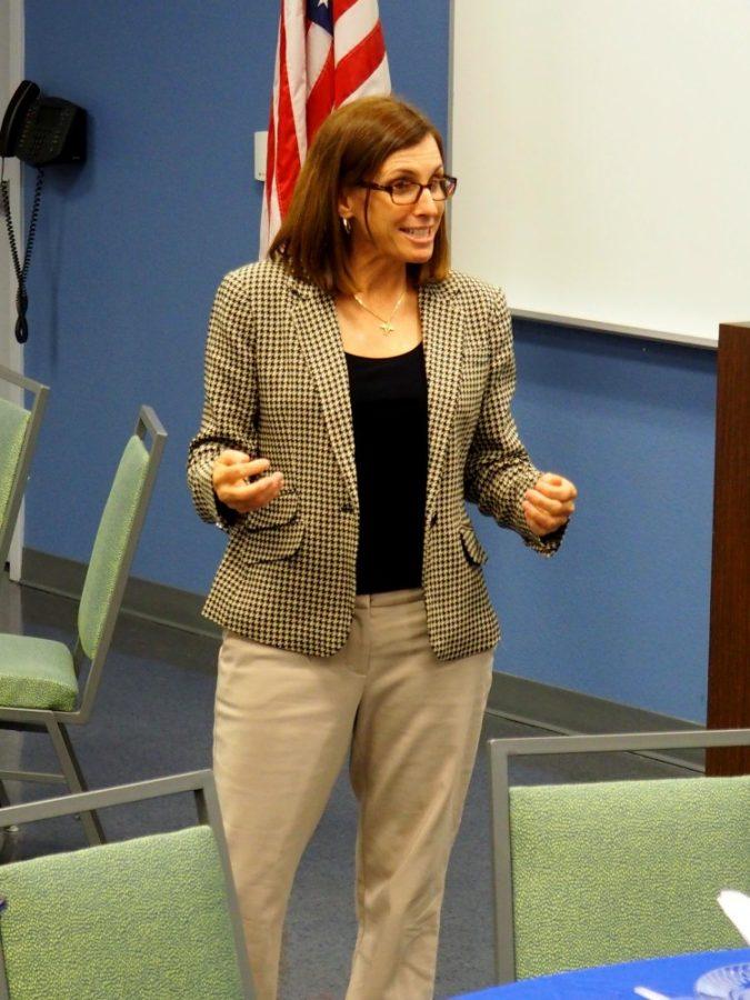 Martha McSally gives a talk at the leadership conference at the Hillel Foundation on Second Avenue on Oct. 26.