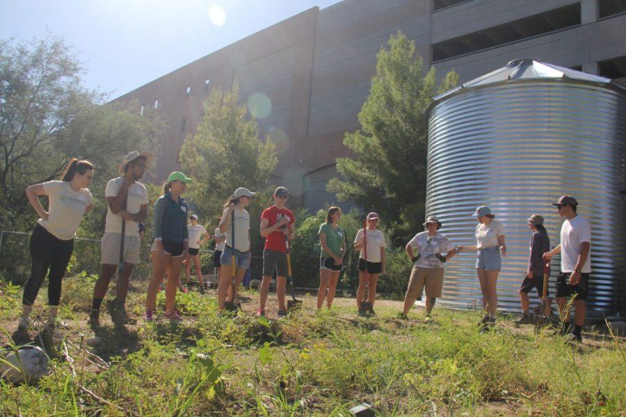 Members of Students for Sustainaibility gather together at the community garden during the Students for Sustainability retreat on Sept. 10.