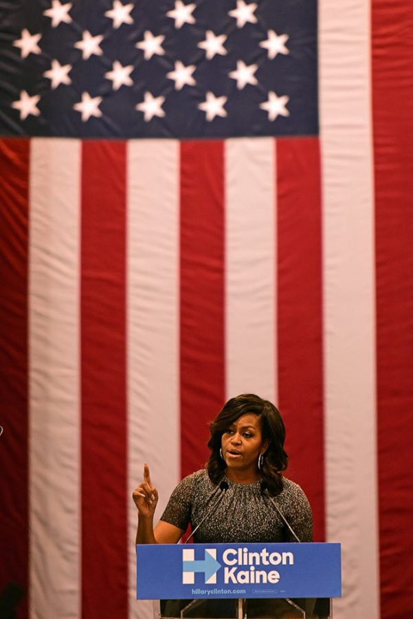First Lady Michelle Obama speaks about the importance of maintaining hope and the nation as whole at the Phoenix Convention Center in Phoenix, Ariz. on Thursday, Oct. 20, 2016. (Photo by Rebecca Noble / Arizona Sonora News)