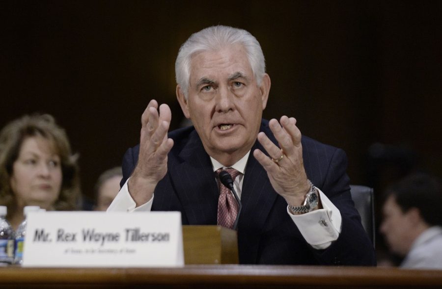 Rex Tillerson answers questions during his confirmation hearing for Secretary of State in front of the Senate Foreign Relations Committee on Wednesday, Jan. 11, 2017 in the Dirksen Senate Office Building in Washington, D.C. (Olivier Douliery/Abaca Press/TNS)